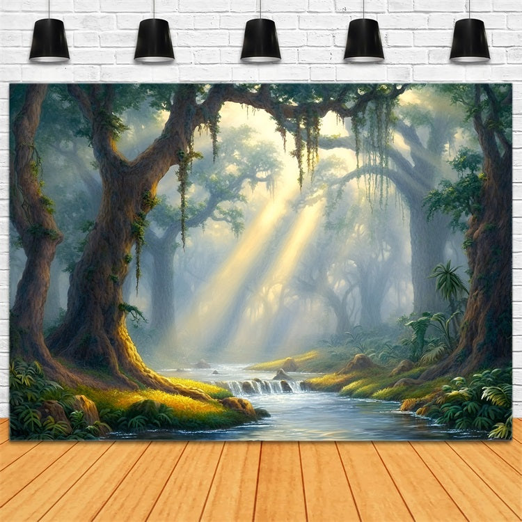Wald Fotokulisse Fluss Glühendes Licht Kulisse CSH4-92
