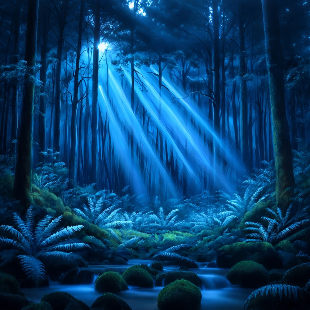 Enchanted Forest Backdrop Ideen Dreamy Blue Rays Forest Backdrop CSH4-97