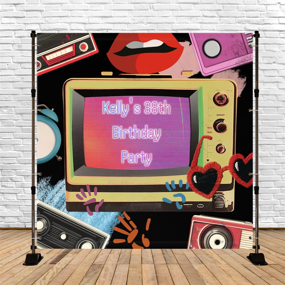 Custom Birthday Backdrops Vintage Broadcast Birthday Bash 80er Jahre Backdrop CSH5-10