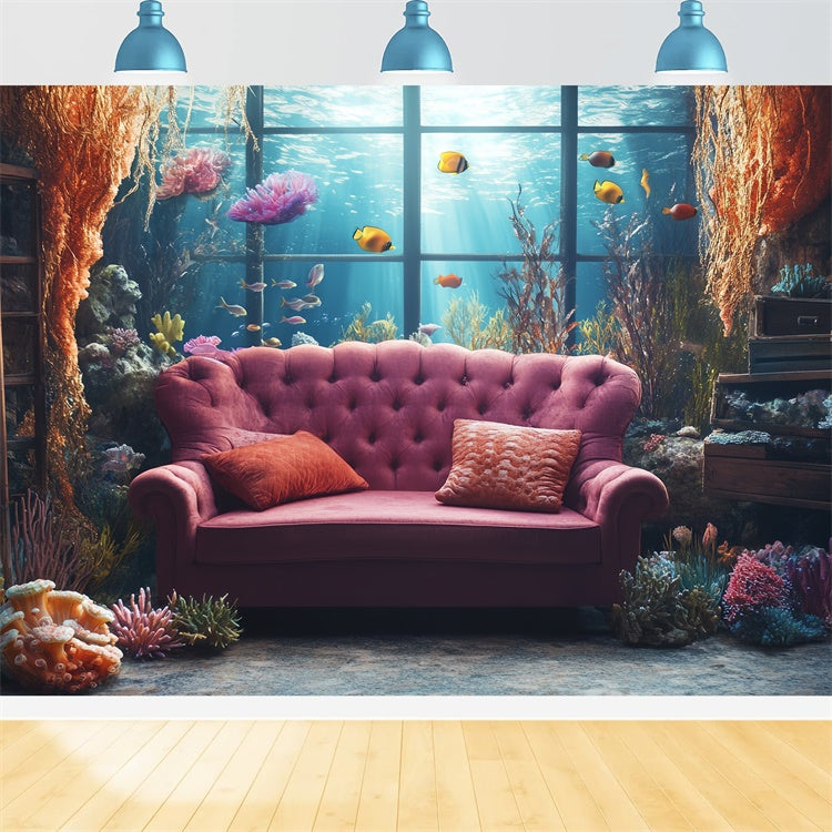 Sommer-Hintergrundbilder Vintage-Sofa Meerblick-Hintergrundbilder CSH5-113