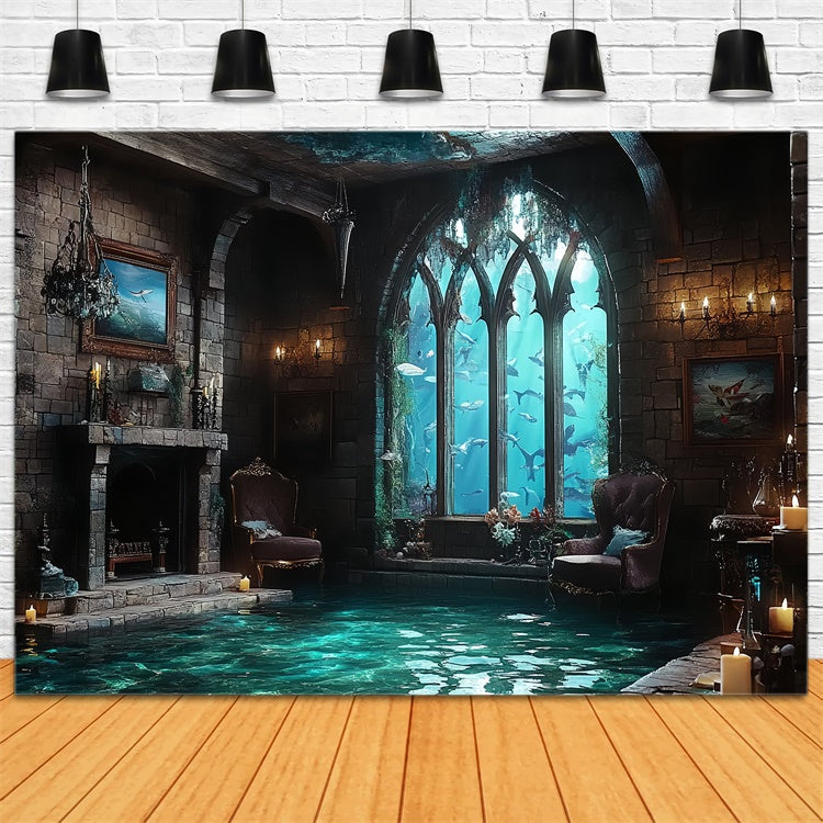 Unterwasserhintergrund Gothic Sea Castle Sommerhintergrund CSH5-114