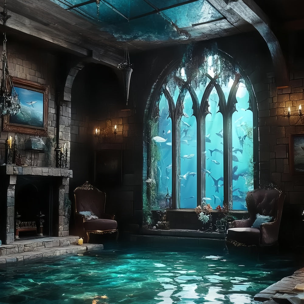 Unterwasserhintergrund Gothic Sea Castle Sommerhintergrund CSH5-114