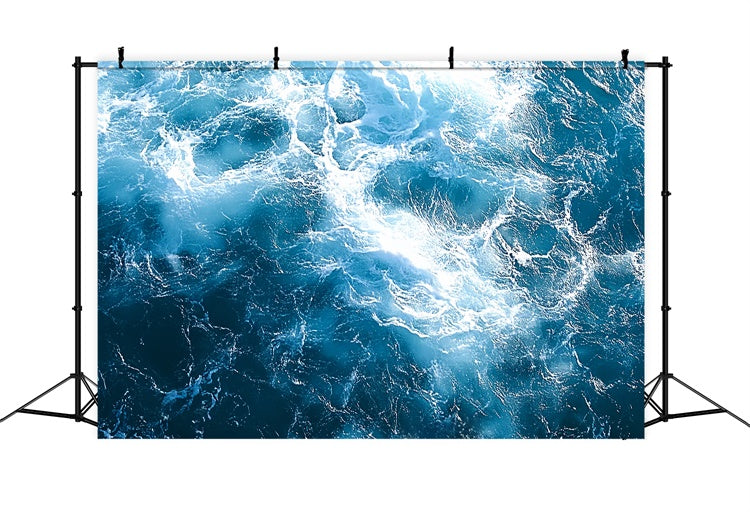 Sommer-Fotohintergrund Turbulenter Meeresschaum Blauer Hintergrund CSH5-118
