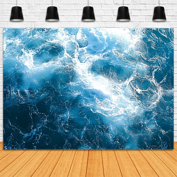 Sommer-Fotohintergrund Turbulenter Meeresschaum Blauer Hintergrund CSH5-118