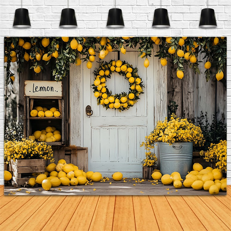 Zitrone Backdrop Zitronenernte Türöffnung Sommer Backdrop CSH5-122