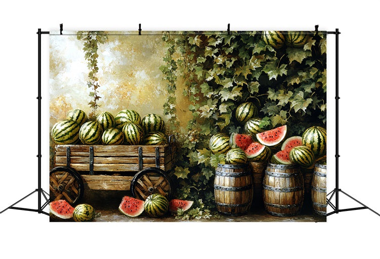 Wassermelone Fotohintergrund Vintage Obststand Sommerhintergrund CSH5-126
