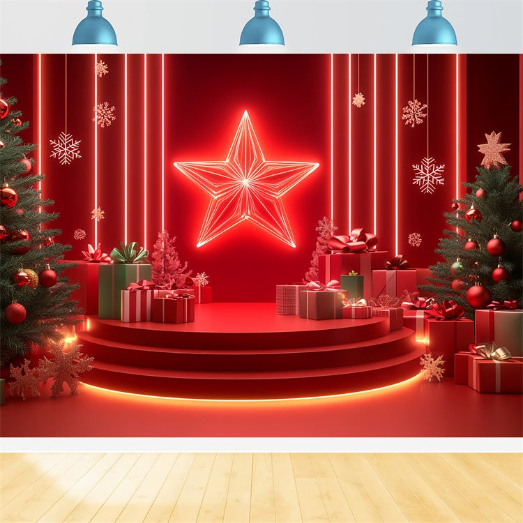 Weihnachten Bühne Backdrops Urlaub Bühne Neon Geschenk Backdrop CSH5-149
