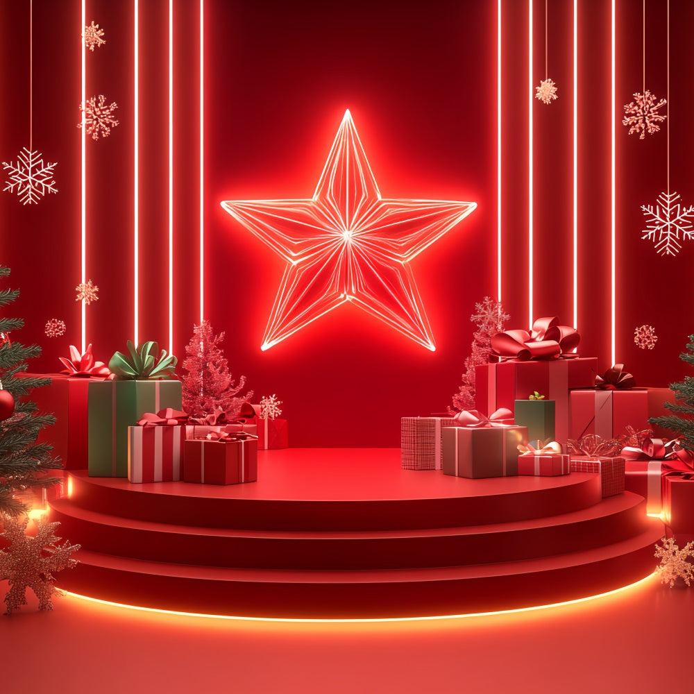 Weihnachten Bühne Backdrops Urlaub Bühne Neon Geschenk Backdrop CSH5-149