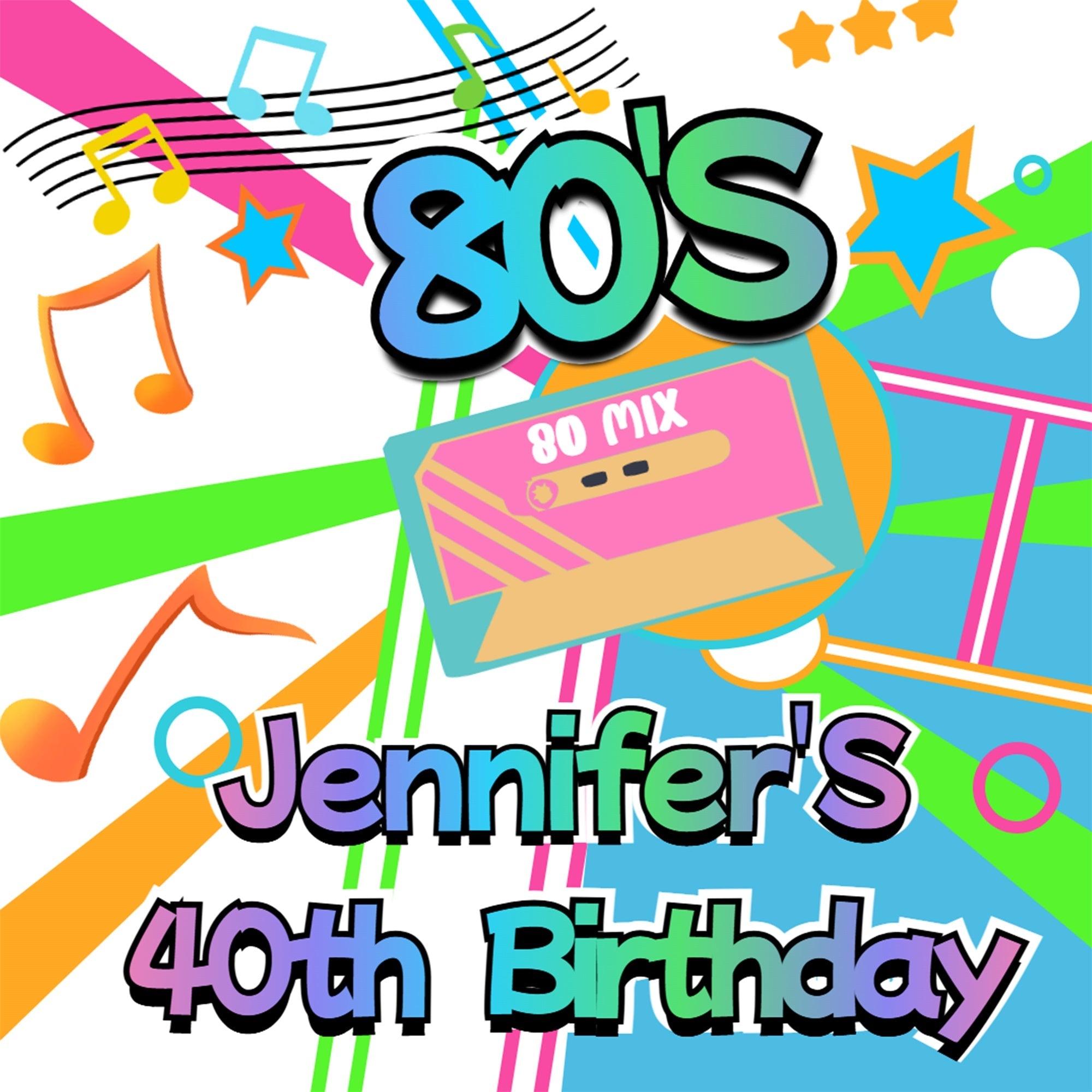 40. Geburtstag Backdrop Tape Music Note Custom 80er Jahre Fotohintergrund CSH5-15