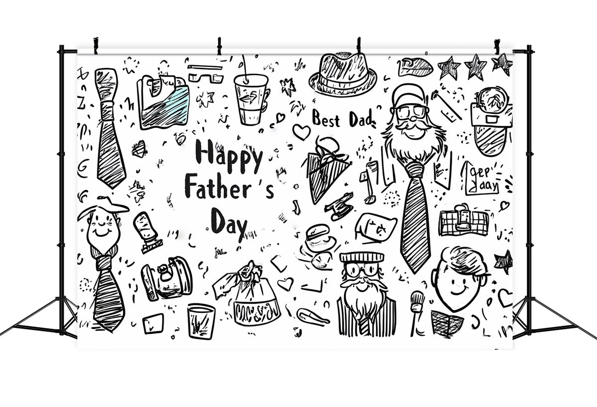 Backdrop Vatertag Cute Doodle Krawatte Hut Backdrop CSH5-16