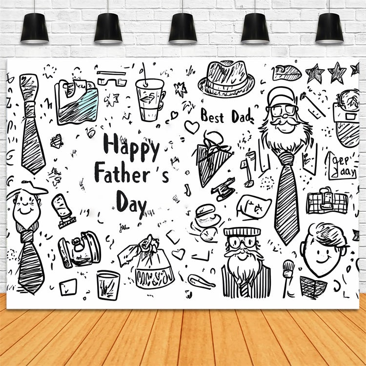Backdrop Vatertag Cute Doodle Krawatte Hut Backdrop CSH5-16