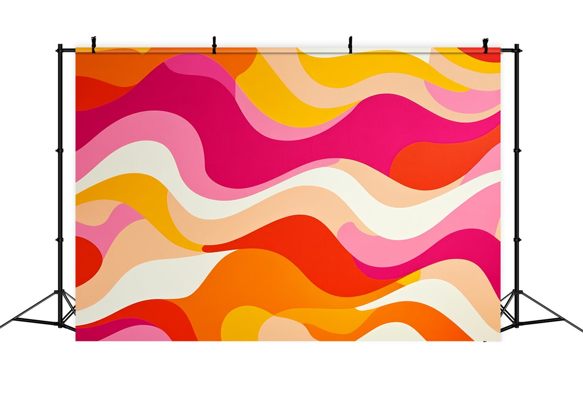 70er Jahre Fotohintergrund Retro Rosa Orange Welle Hintergrund CSH5-173