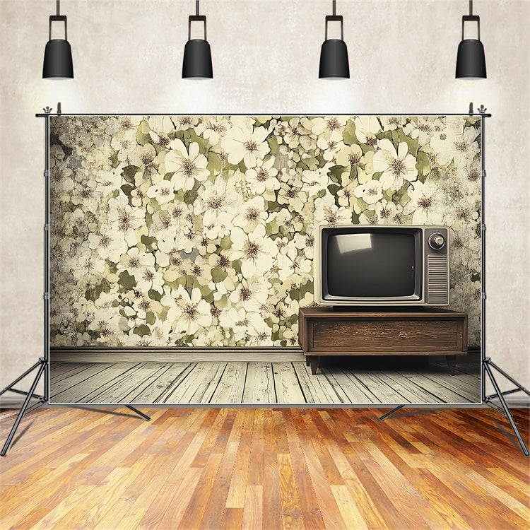 70er Jahre Backdrop Floral Wohnzimmer Vintage Backdrops CSH5-176