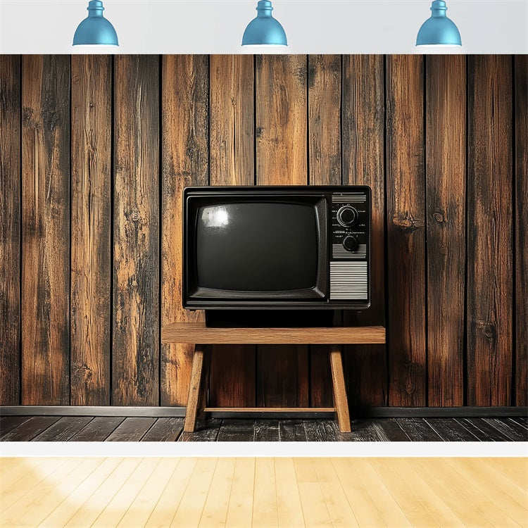 70er Jahre Backdrop hölzerne Wand Fernsehen Vintage Backdrop CSH5-177