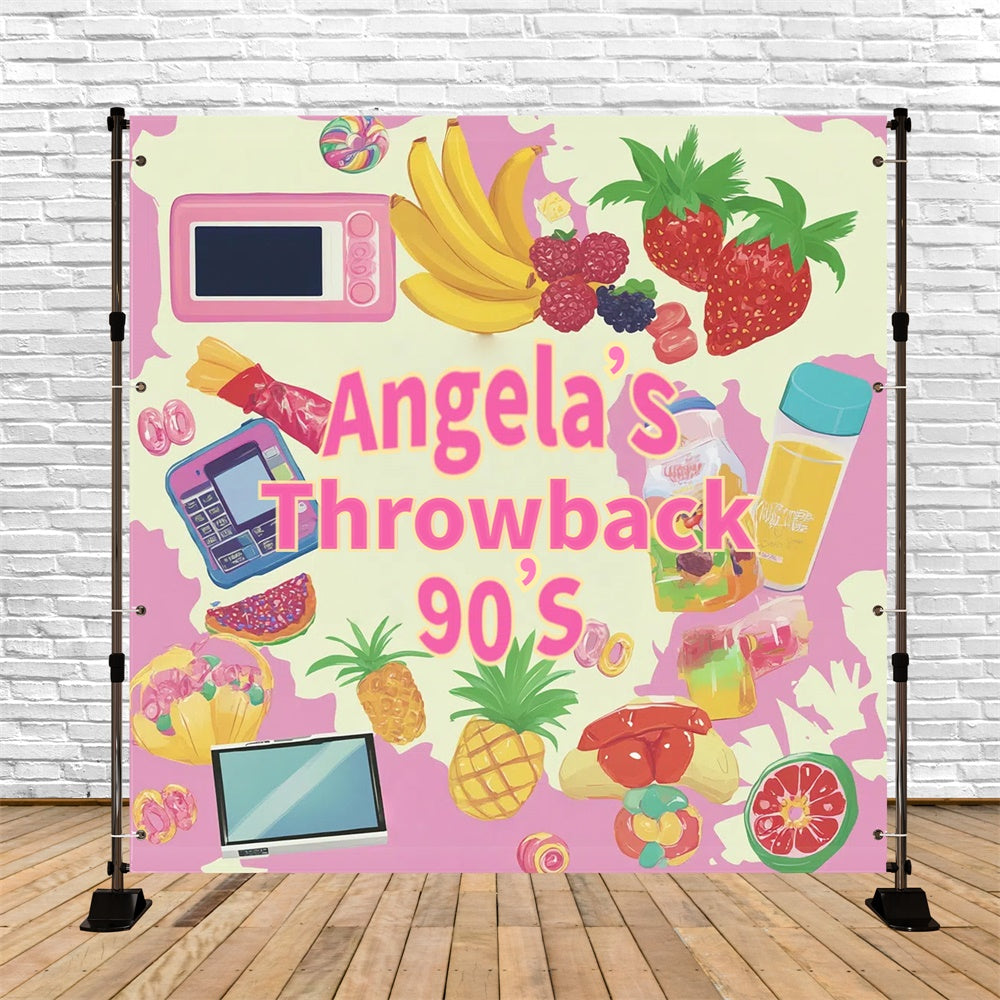 90er Jahre Fotokulisse Retro Süßigkeiten Früchte Party Kulisse CSH5-18