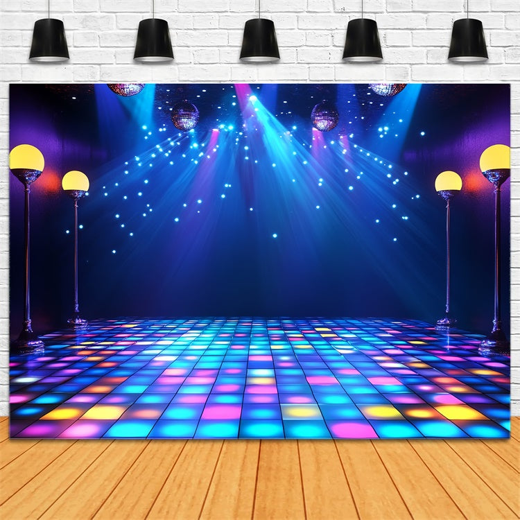 80er Jahre Foto-Hintergrund Disco Lichter Boden Retro-Hintergrund CSH5-182