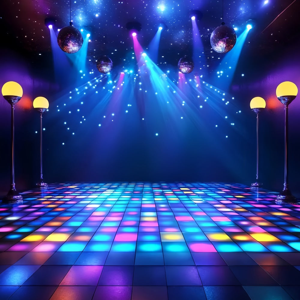 80er Jahre Foto-Hintergrund Disco Lichter Boden Retro-Hintergrund CSH5-182