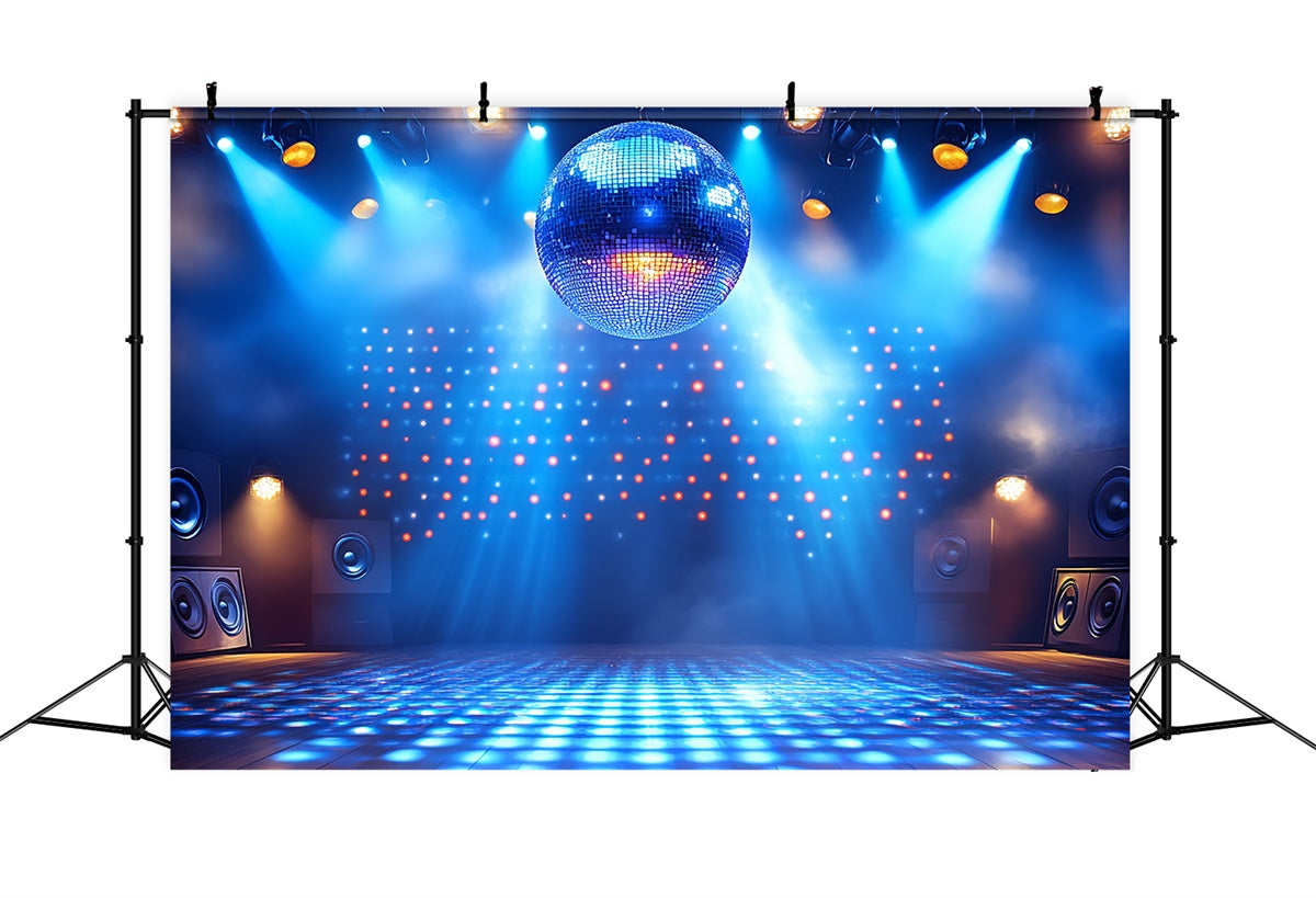 80er Jahre Backdrop Blau Disco Ball Bühne Retro Backdrop CSH5-186