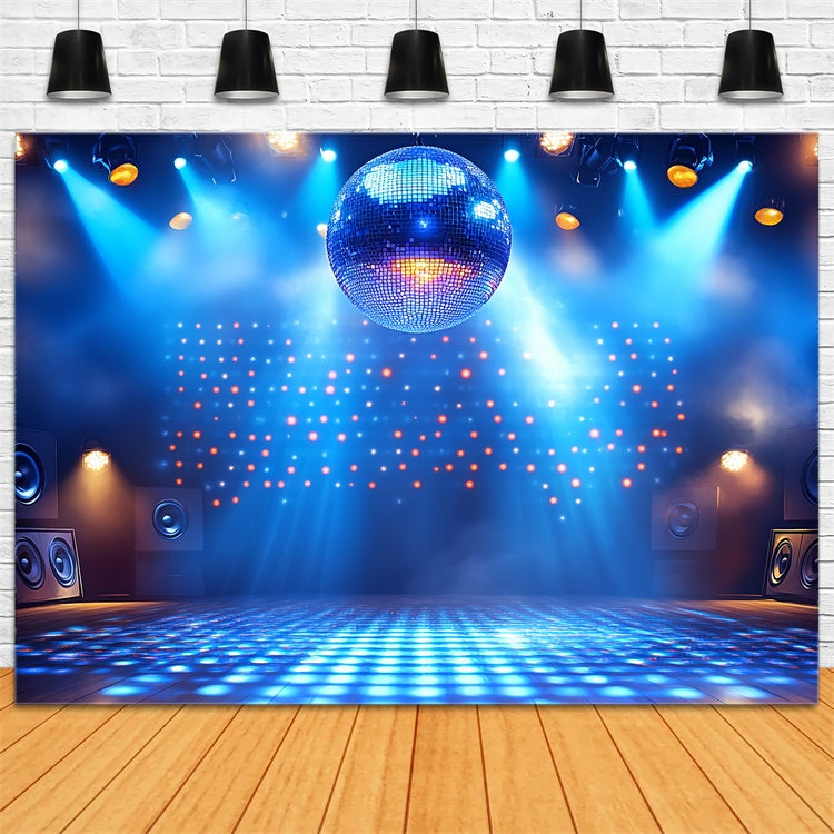 80er Jahre Backdrop Blau Disco Ball Bühne Retro Backdrop CSH5-186