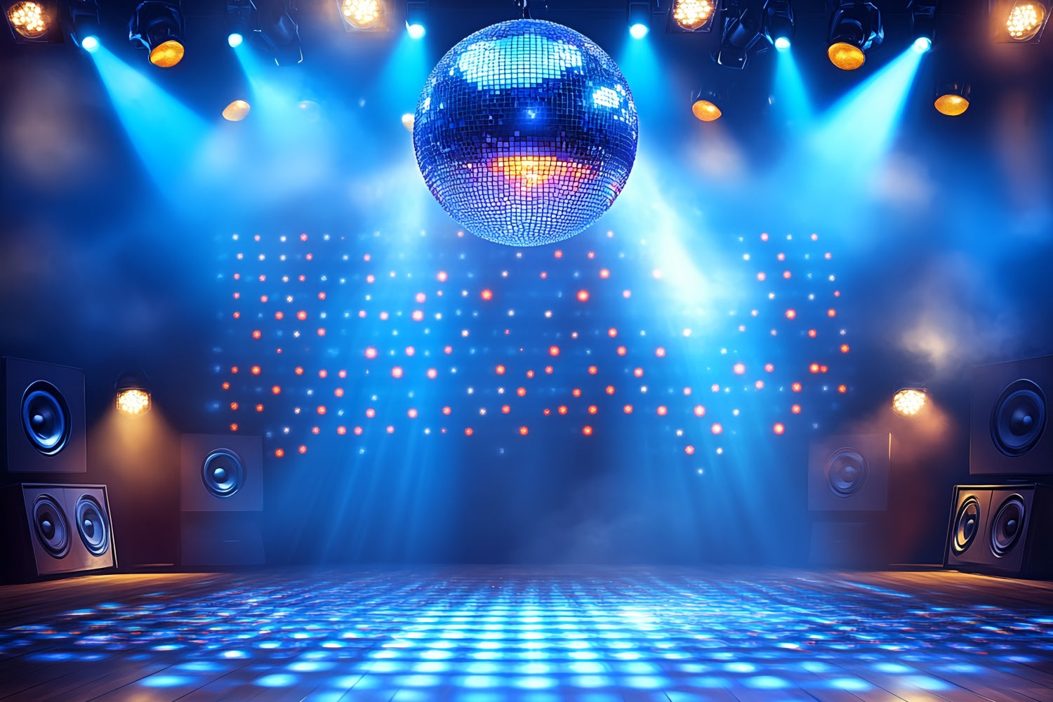 80er Jahre Backdrop Blau Disco Ball Bühne Retro Backdrop CSH5-186