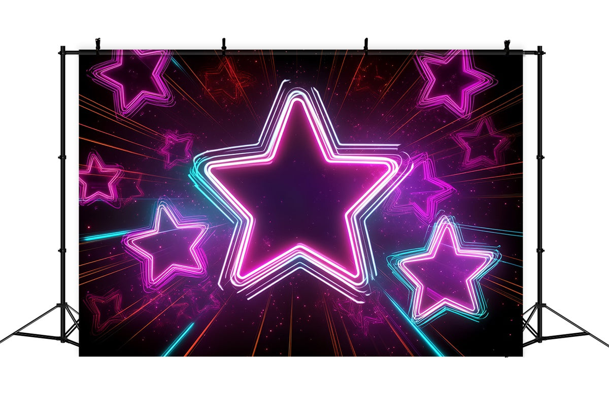 80er Jahre Fotohintergrund Strahlende Neon Star Glow Backdrop CSH5-189