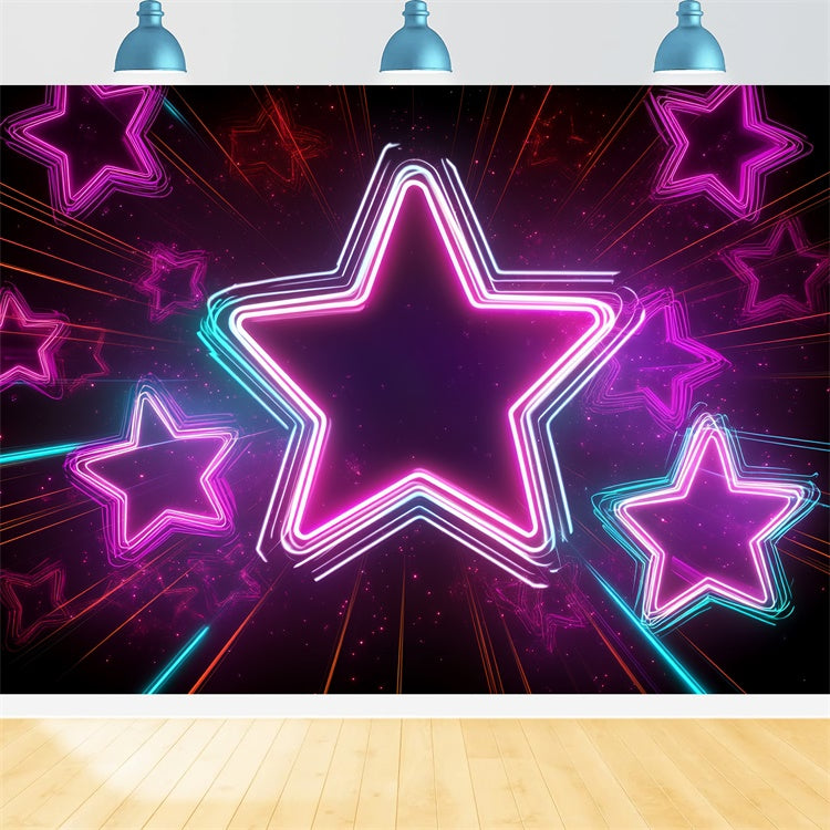 80er Jahre Fotohintergrund Strahlende Neon Star Glow Backdrop CSH5-189