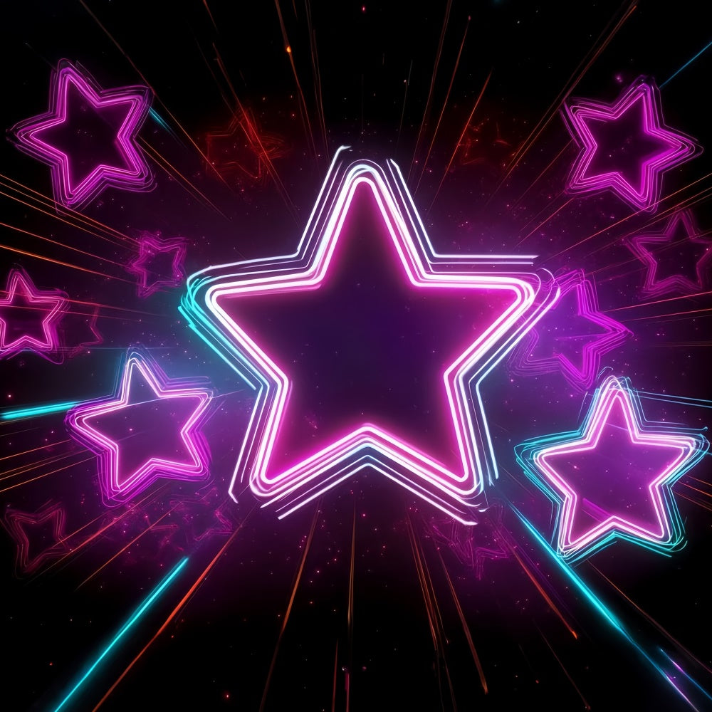 80er Jahre Fotohintergrund Strahlende Neon Star Glow Backdrop CSH5-189