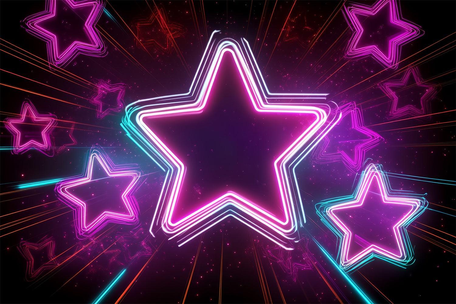 80er Jahre Fotohintergrund Strahlende Neon Star Glow Backdrop CSH5-189