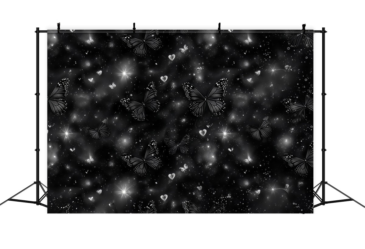 90er Jahre Backdrop Schwarzer Schmetterling Glitzerherzen Backdrop CSH5-198