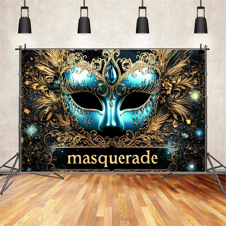 Maskenball Fotohintergrund Glorious Blue Mask Backdrop CSH5-209