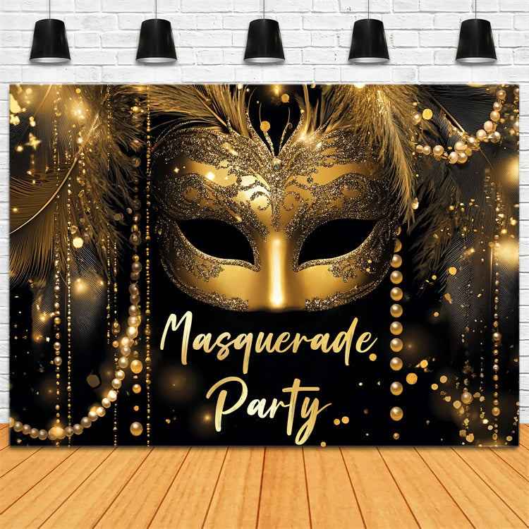 Maskerade Party Ideen Glitter Perle Gold Maske Backdrop CSH5-211