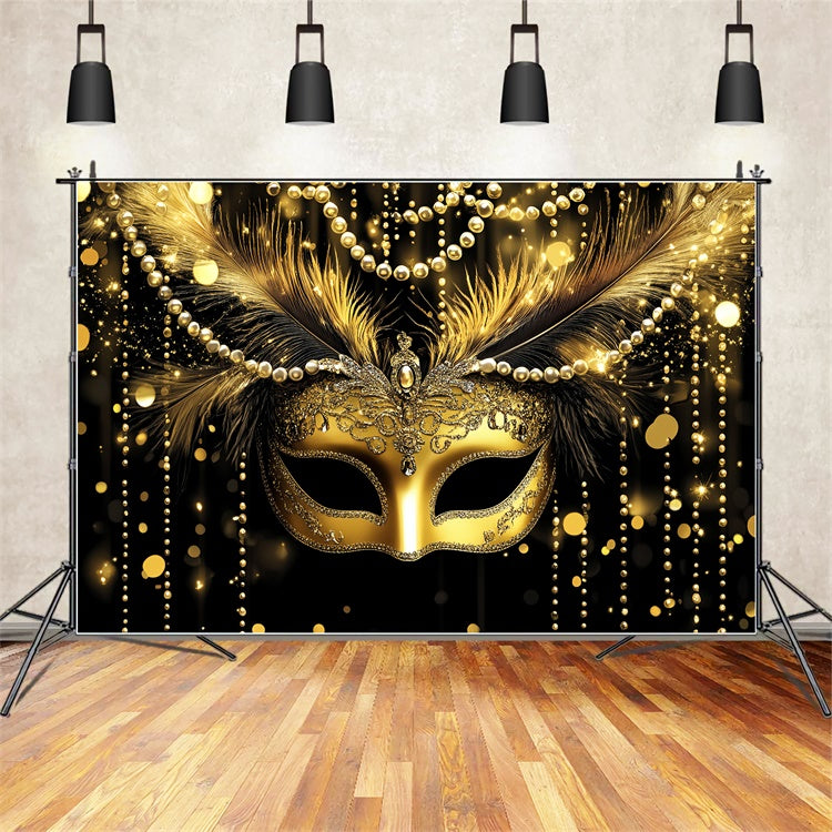 Maskerade Party Ideen Feder Maske Opulent Perle Backdrop CSH5-213