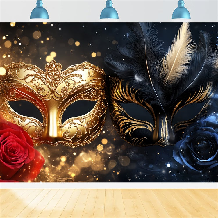 Maskerade Backdrops Glitzernde Feder Maske Party Backdrop CSH5-216