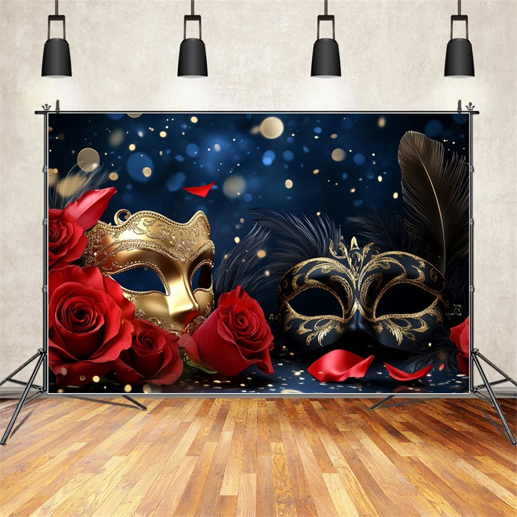 Maskerade Backdrop Ideen Gold Maske Petal Romance Backdrop CSH5-217
