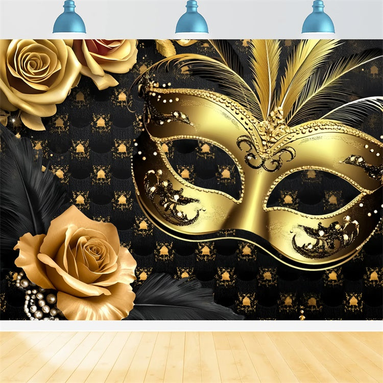 Maskerade Backdrops Vintage Floral Feder Maske Backdrop CSH5-220