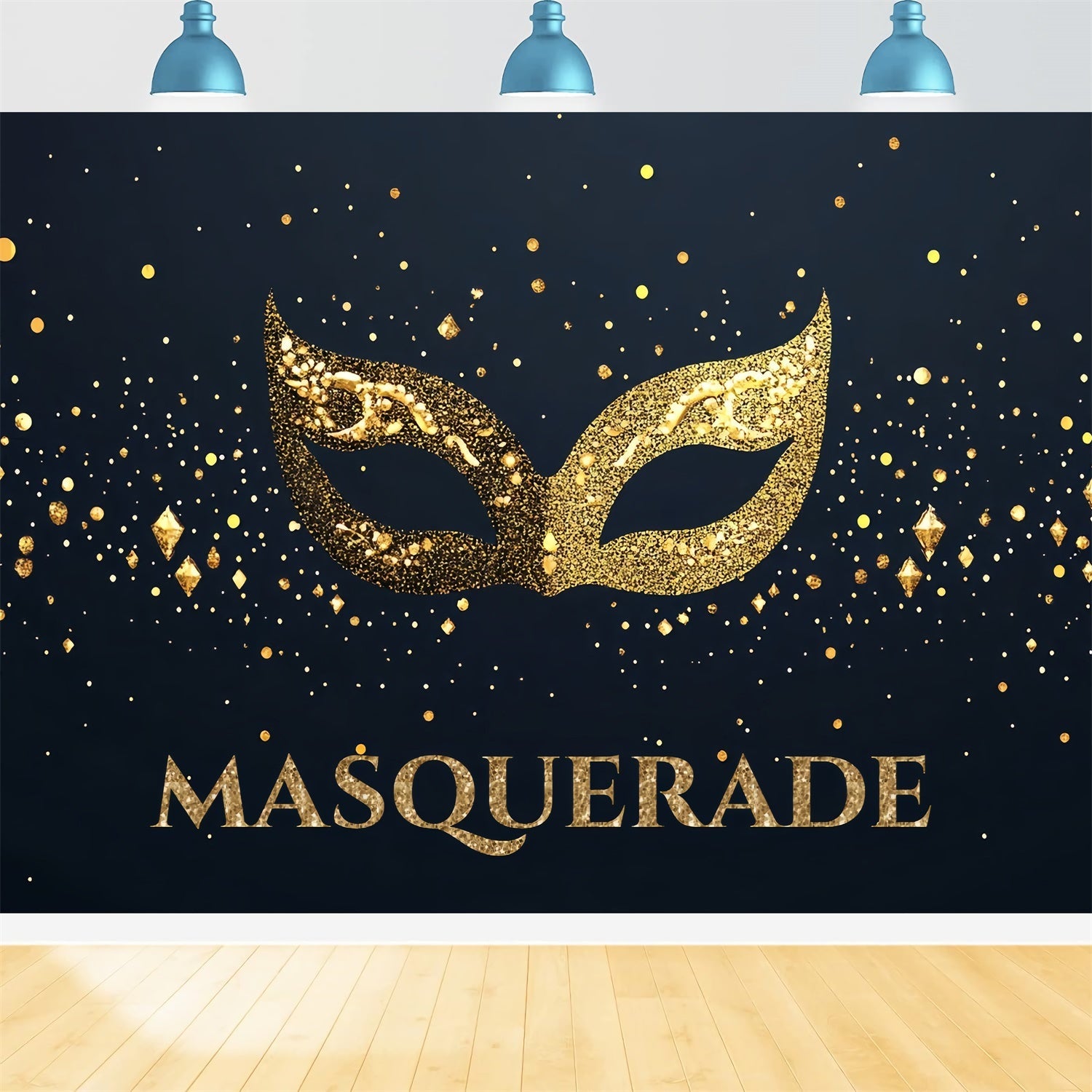 Maskerade Backdrop Ideen Elegant Glitter Gold Maske Backdrop CSH5-222