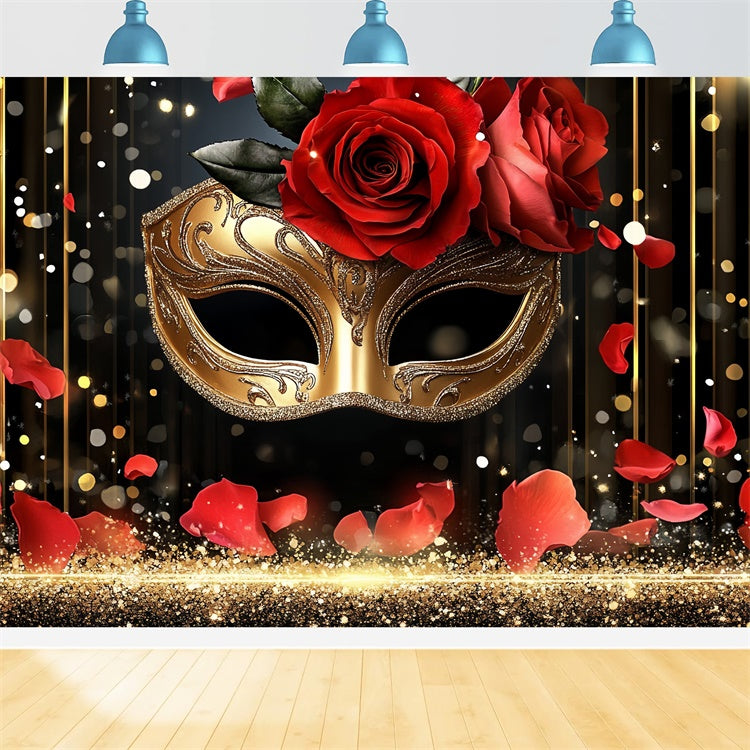 Maskerade Party Backdrop Romantische Rote Rose Maske Backdrop CSH5-224