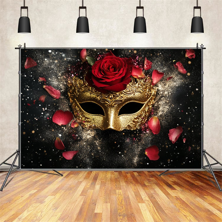Maskerade Ball Fotohintergrund Rote Rose Glitter Maske Hintergrund CSH5-225