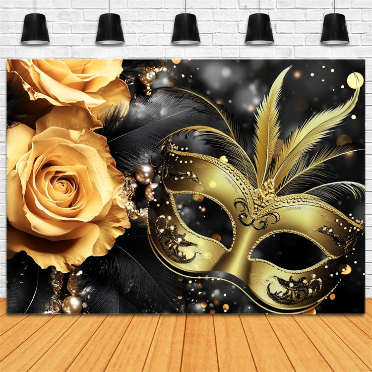 Maskerade Party Ideen Schwarze Federn Floral Maske Hintergrund CSH5-228