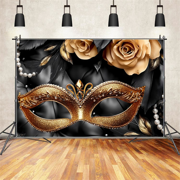 Maskerade Ball Backdrop Rose Perle Feder Maske Backdrop CSH5-229