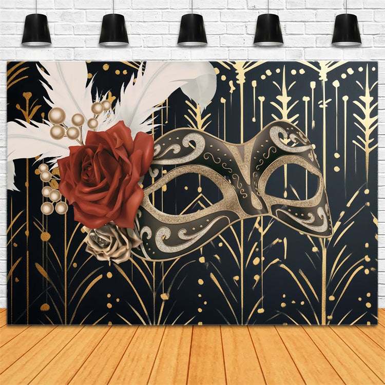 Maskerade Backdrop Ideen Goldene Muster Rose Maske Hintergrund CSH5-237