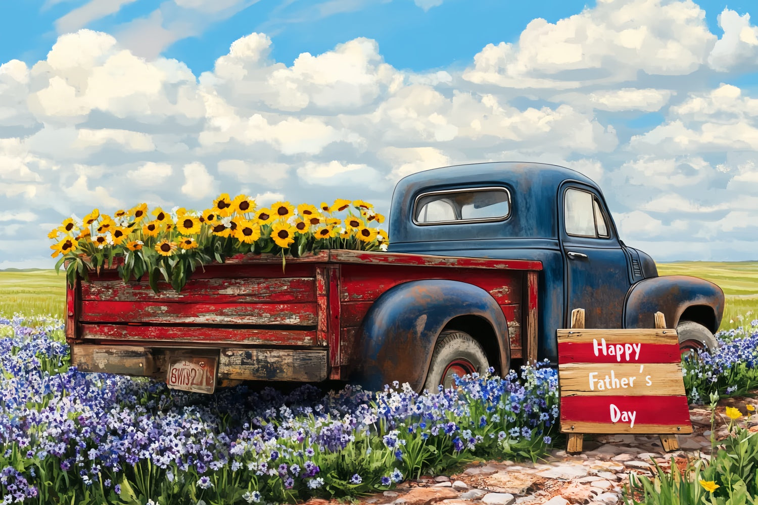 Vatertag Backdrop Vintage Truck Blume Backdrop CSH5-24