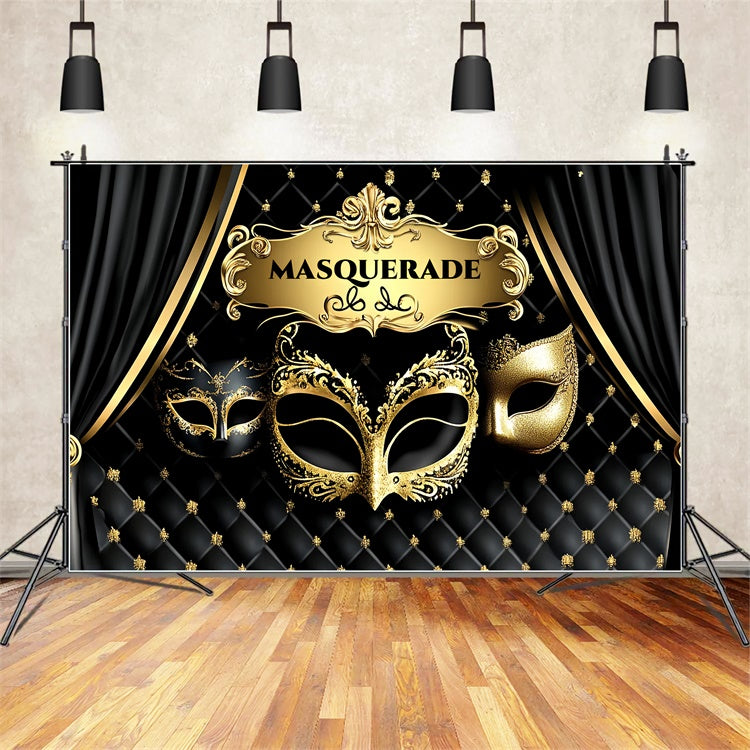 Maskerade Backdrop Design Opulent Gold Maske Vorhang Backdrop CSH5-241