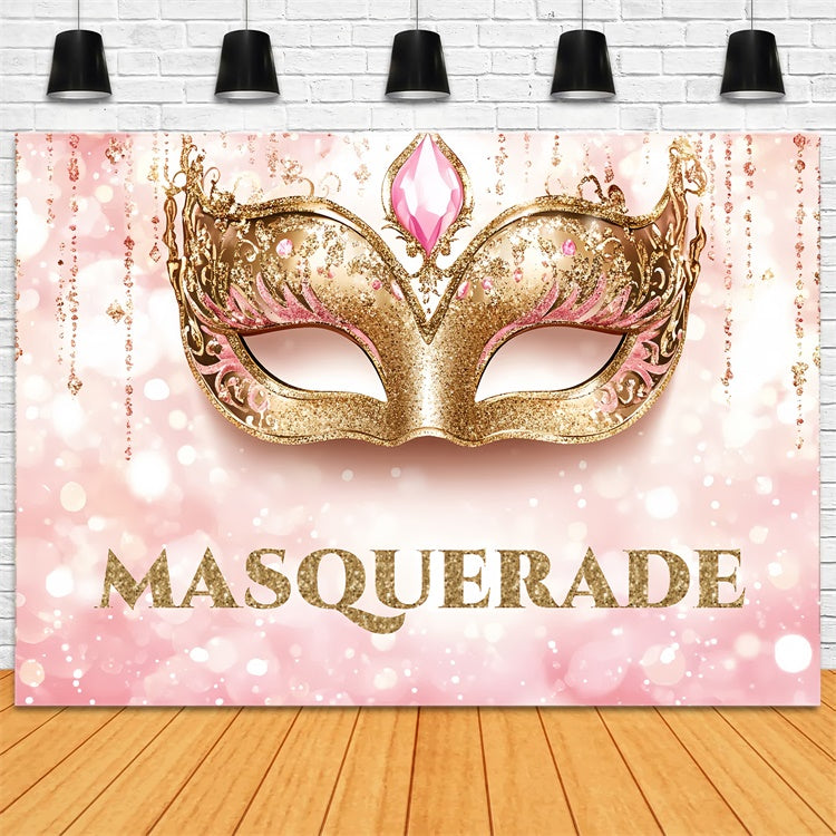 Maskerade Party Backdrop Fancy Sparkle Gold Maske Backdrop CSH5-243
