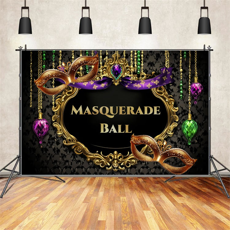 Maskerade Ball Backdrop Glamorous Maske Gold Frame Backdrop CSH5-244