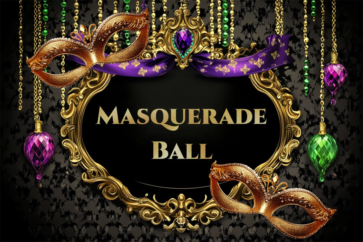 Maskerade Ball Backdrop Glamorous Maske Gold Frame Backdrop CSH5-244