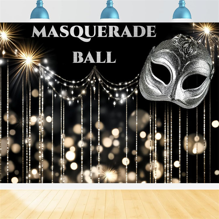 Maskerade Ball Backdrop Elegant Silber Maske Bokeh Backdrop CSH5-248
