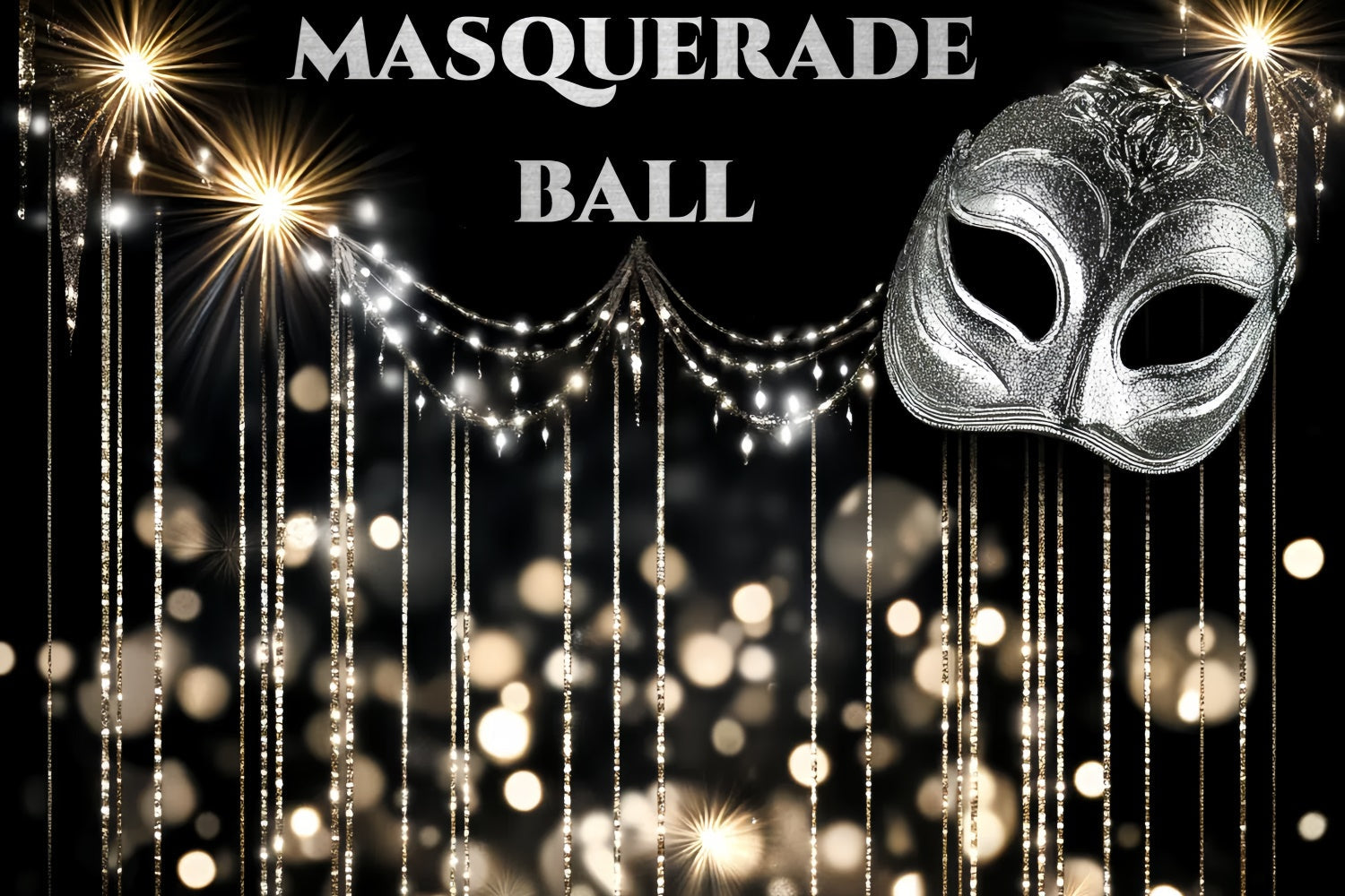 Maskerade Ball Backdrop Elegant Silber Maske Bokeh Backdrop CSH5-248