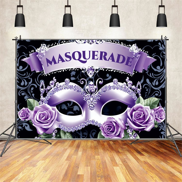 Maskerade Backdrop Ideen Glitter Juwel Lila Maske Hintergrund CSH5-250