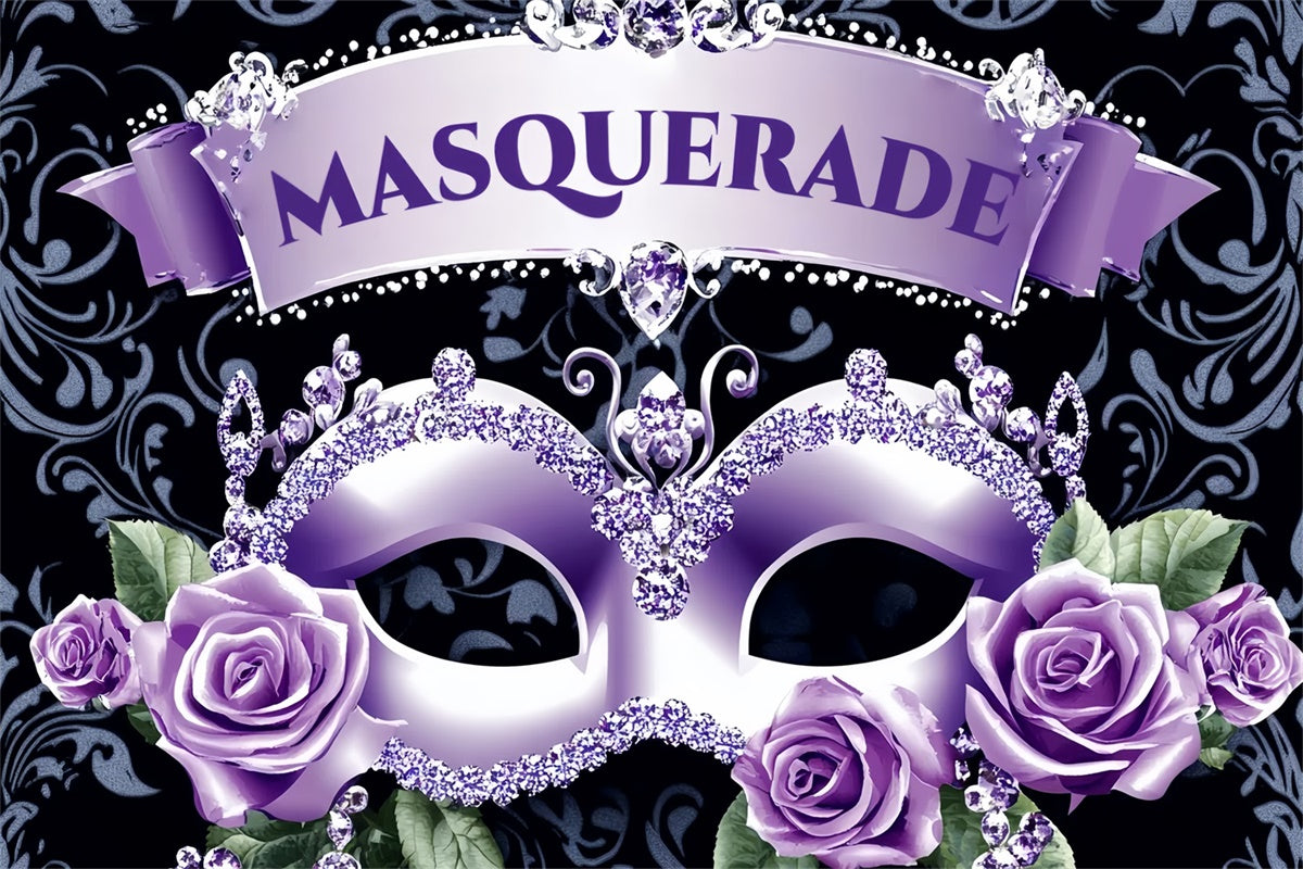 Maskerade Backdrop Ideen Glitter Juwel Lila Maske Hintergrund CSH5-250